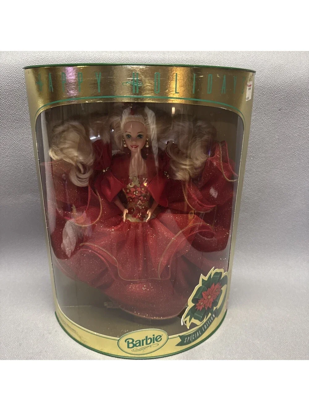 Barbie Happy Holidays 1992 Special Edition 10824 Red Gown Poinsettia Lot Of 2